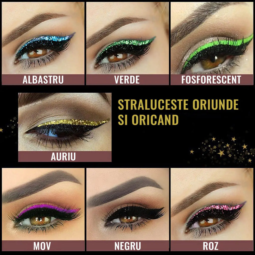 Set 4 Perechi de Gene cu Eyeliner si Glitter reutilizabile Maxi Lash