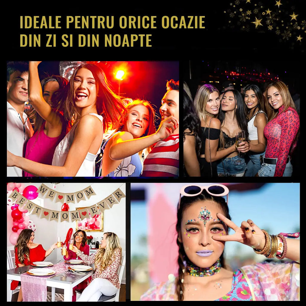 Set 4 Perechi de Gene cu Eyeliner si Glitter reutilizabile Maxi Lash