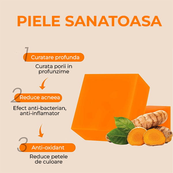 Sapun cu Turmeric pentru Pete Pigmentare si Acnee BODYLUX™