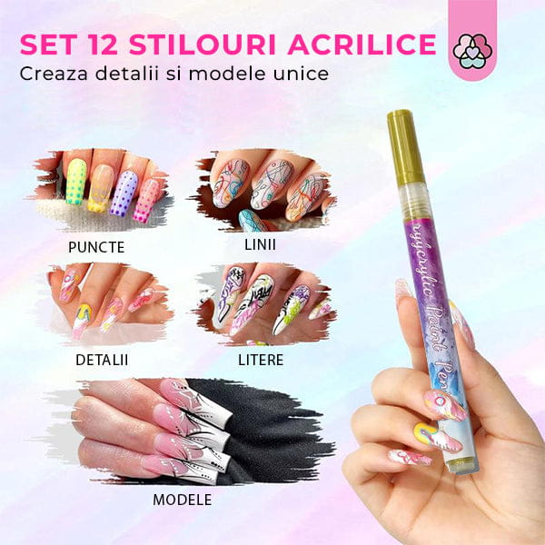 Set 12 Stilouri Acrilice 3D pentru Unghii PAINTIFY ART™