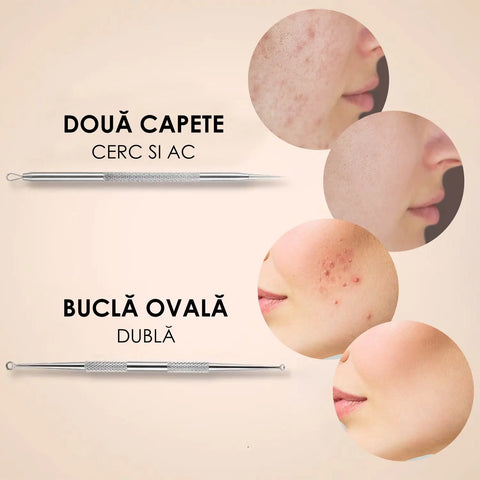 Set 8 Ustensile pentru Comedoane si Puncte Negre TWEEZ™