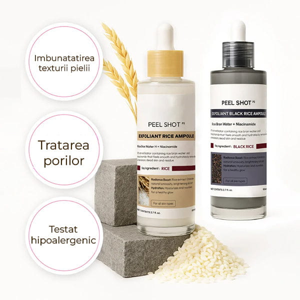 Set Seruri Exfoliere cu Niacinamida si Extract de Orez PEEL SHOT™