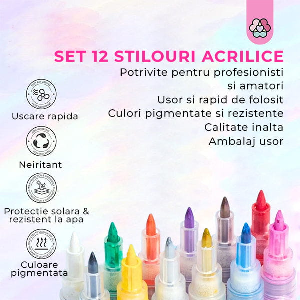Set 12 Stilouri Acrilice 3D pentru Unghii PAINTIFY ART™