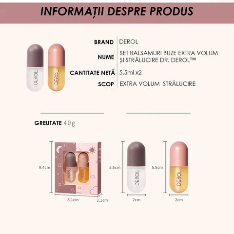 Set Balsamuri Buze Extra Volum si Stralucire Dr. DEROL™