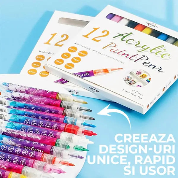 Set 12 Stilouri Acrilice 3D pentru Unghii PAINTIFY ART™