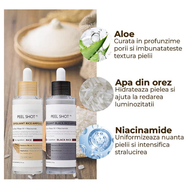 Set Seruri Exfoliere cu Niacinamida si Extract de Orez PEEL SHOT™
