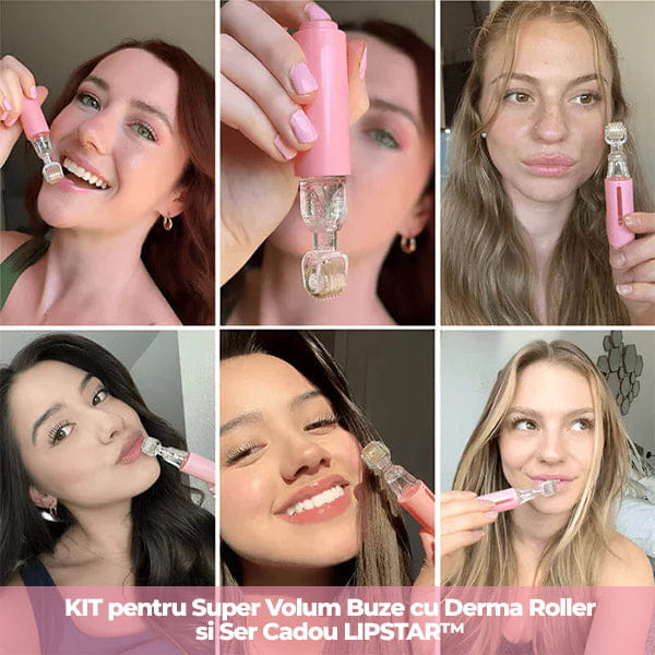 KIT pentru Super Volum Buze cu Derma Roller si Ser Cadou LIPSTAR™