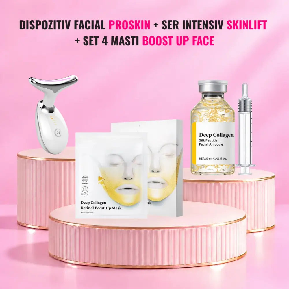 Dispozitiv Facial PROSKIN + Ser Intensiv SKINLIFT + Set 4 Masti BOOST UP