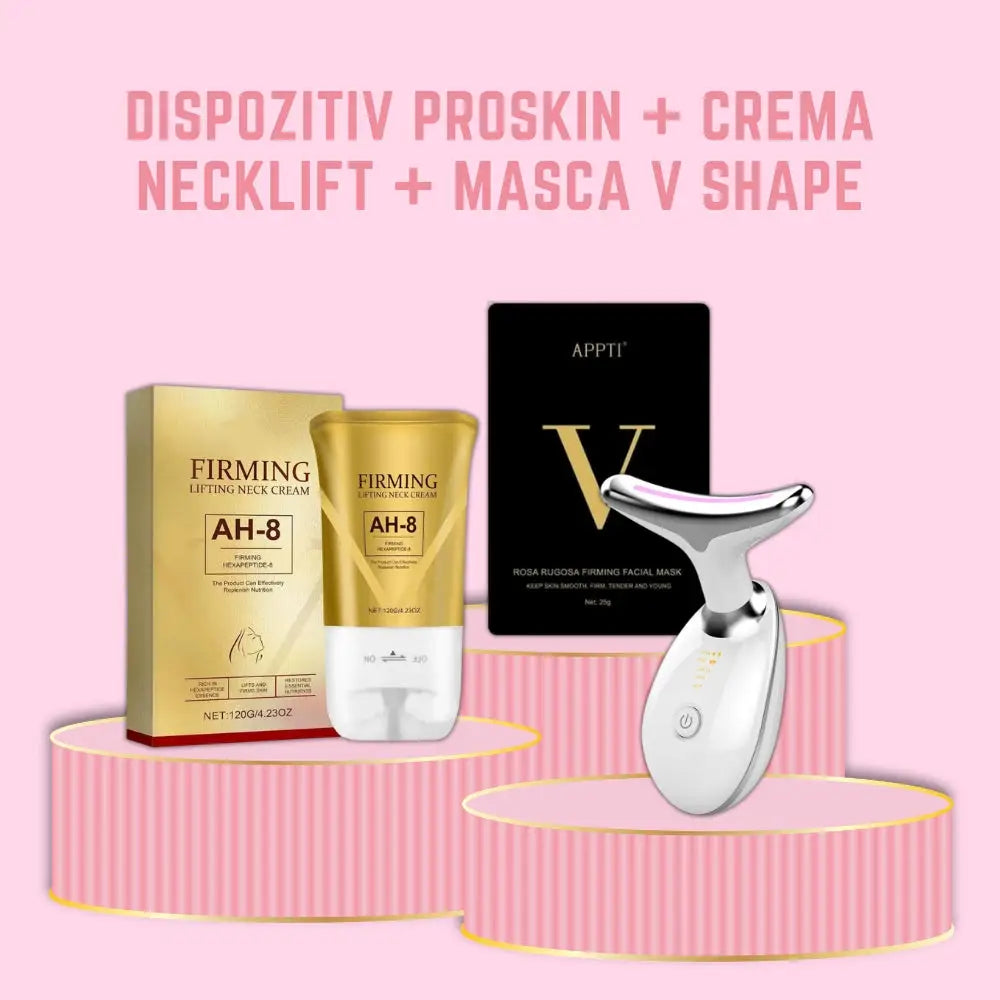 Dispozitiv Facial PROSKIN + Crema Antirid NECKLIFT + Masca Lifting V-SHAPE