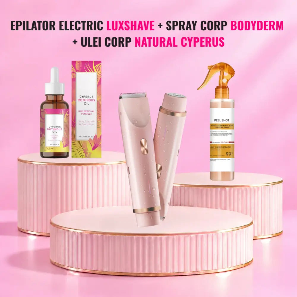 Epilator Electric LUXSHAVE + Spray Corp BODYDERM + Ulei Natural CYPERUS