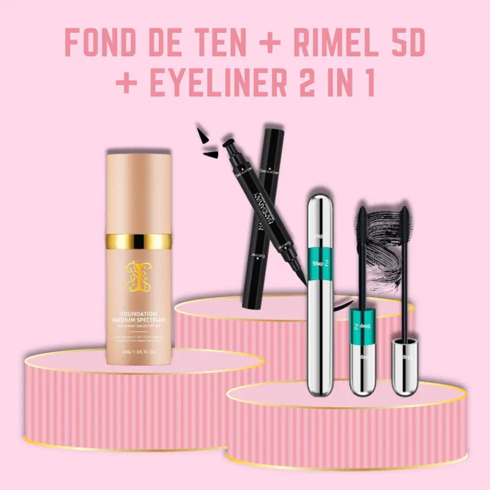 Fond de Ten Bionic 4 in 1 + Rimel 5D 2 in 1 + Eyeliner 2 in 1 Deluxe