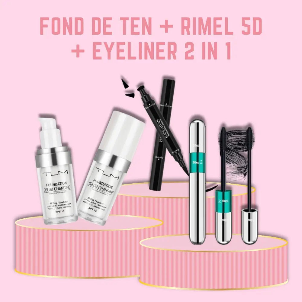Fond de Ten TLM + Rimel 5D 2 in 1 + Eyeliner 2 in 1 Deluxe