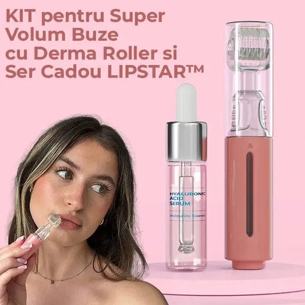 KIT pentru Super Volum Buze cu Derma Roller si Ser Cadou LIPSTAR™