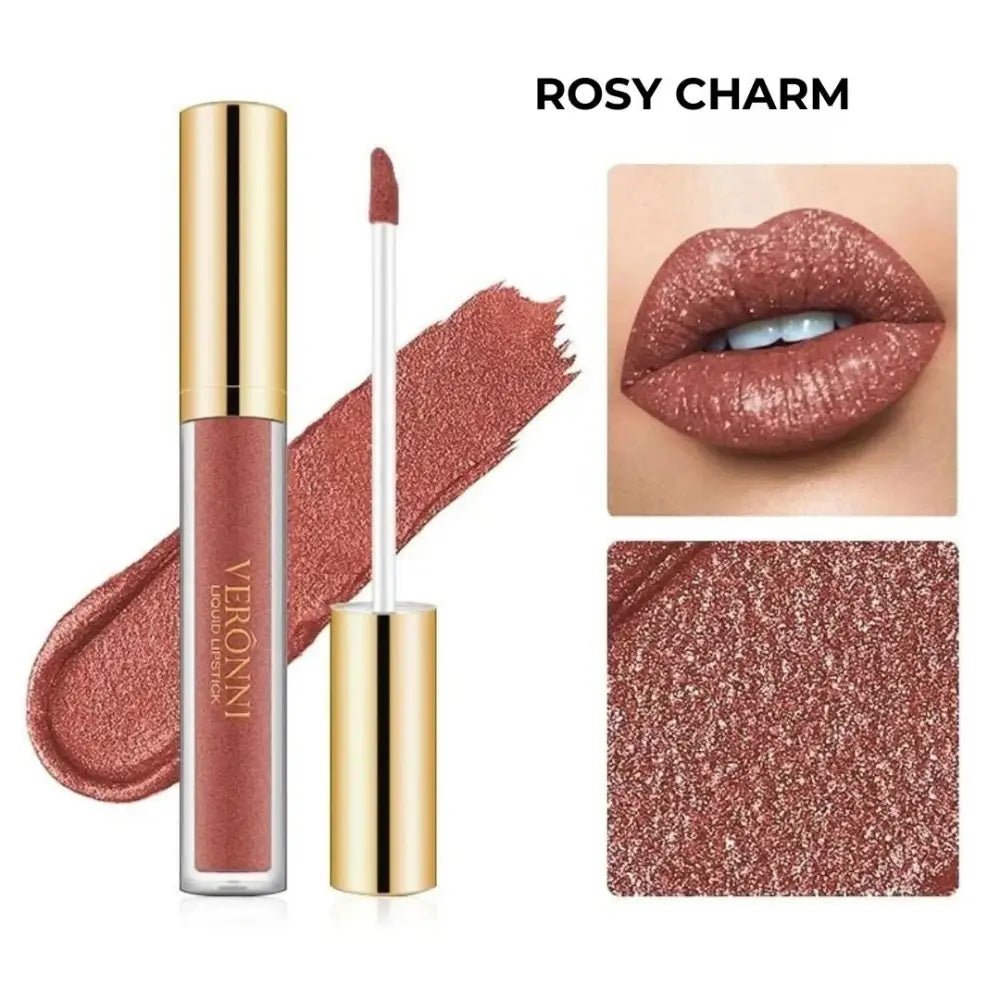 Luciu de Buze Rezistent la Transfer Glitter Kiss - Rosy Charm
