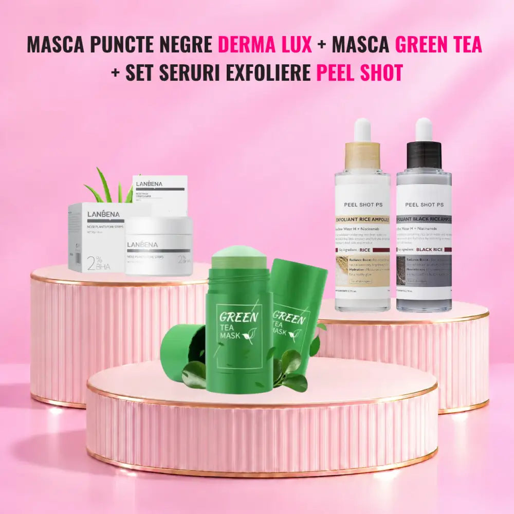 Masca Puncte Negre Derma LUX + Masca Green Tea + Set Seruri PEEL SHOT