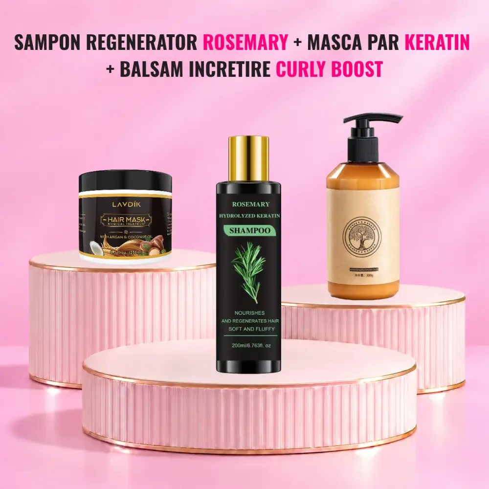 Sampon Regenerator ROSEMARY + Masca Par KERATIN + Balsam Curly BOOST