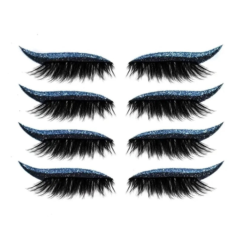 Set 4 Perechi de Gene cu Eyeliner si Glitter Maxi Lash - ALBASTRU
