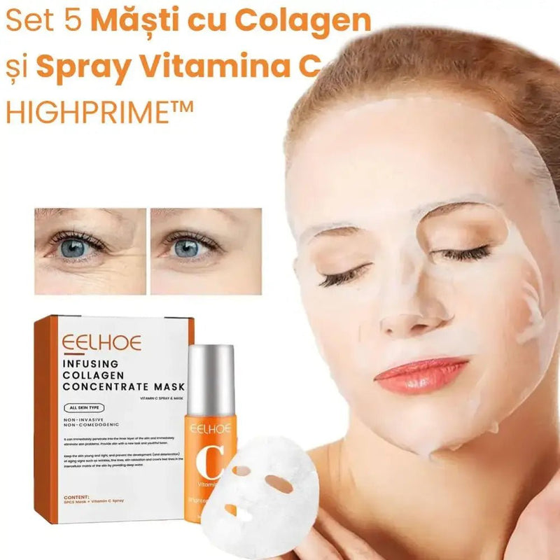 Set 5 Masti cu Colagen si Spray Vitamina C HIGHPRIME™