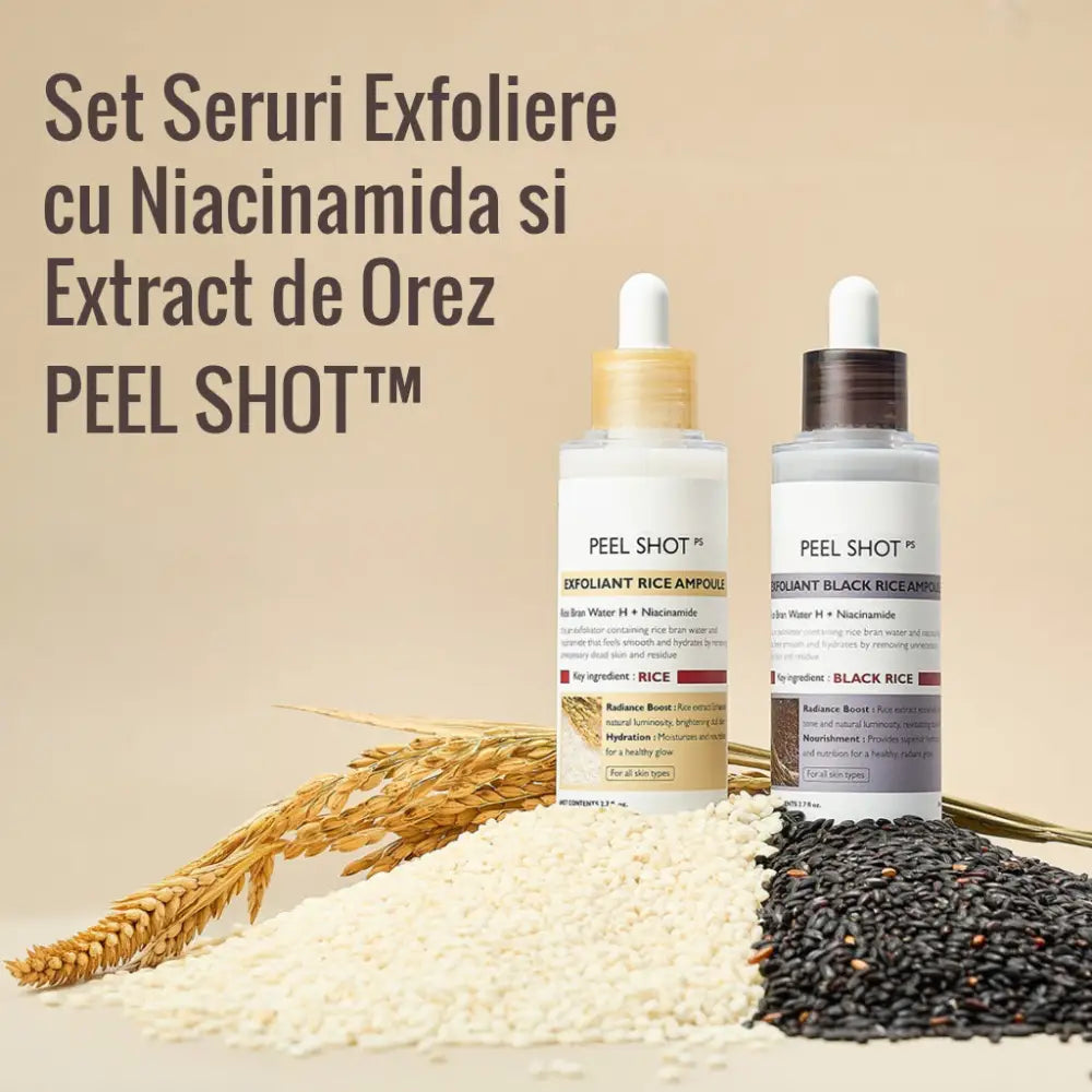 Set Seruri Exfoliere cu Niacinamida si Extract de Orez PEEL SHOT™