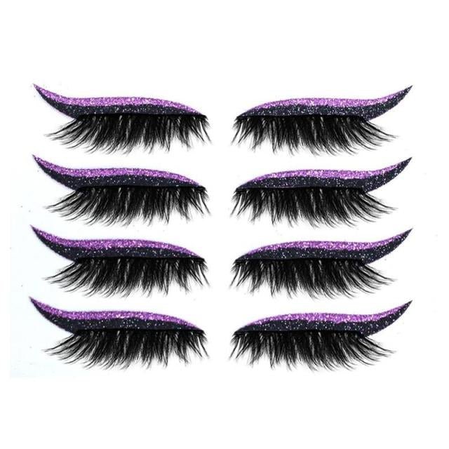 Set 4 Perechi de Gene cu Eyeliner si Glitter reutilizabile Maxi Lash