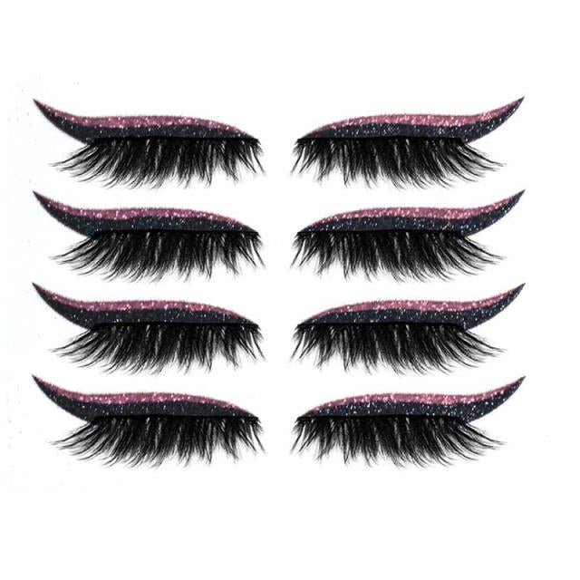 Set 4 Perechi de Gene cu Eyeliner si Glitter reutilizabile Maxi Lash