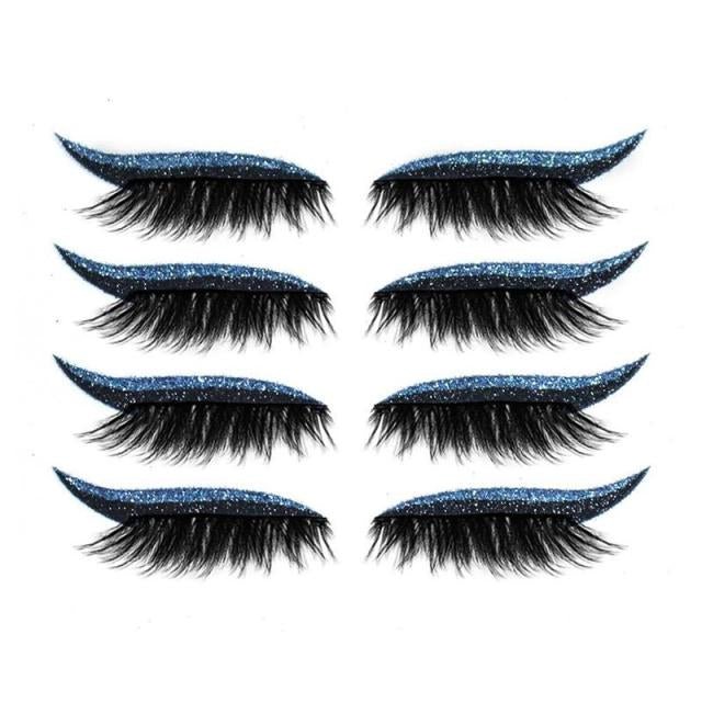 Set 4 Perechi de Gene cu Eyeliner si Glitter reutilizabile Maxi Lash