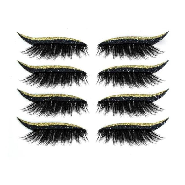 Set 4 Perechi de Gene cu Eyeliner si Glitter reutilizabile Maxi Lash