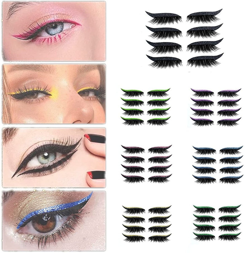 Set 4 Perechi de Gene cu Eyeliner si Glitter reutilizabile Maxi Lash